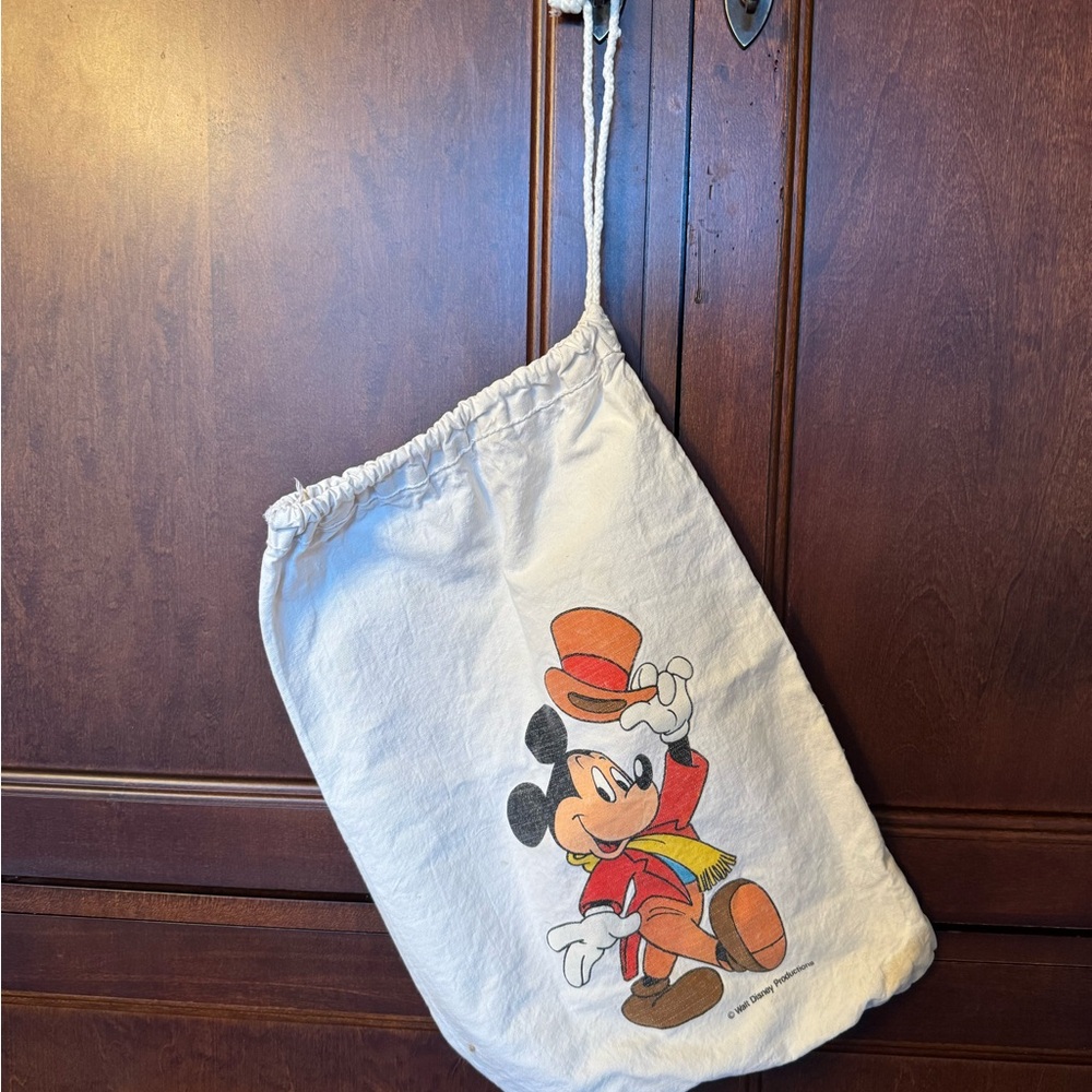Mickey Mouse White Drawstring Bag